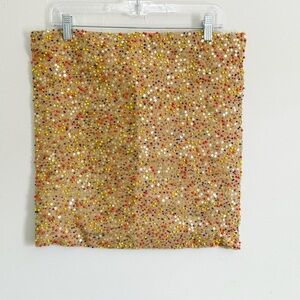 LOLOI Square Burlap Heavily Beaded Sequined Textured Boho Pillow Cover 18” X 18”